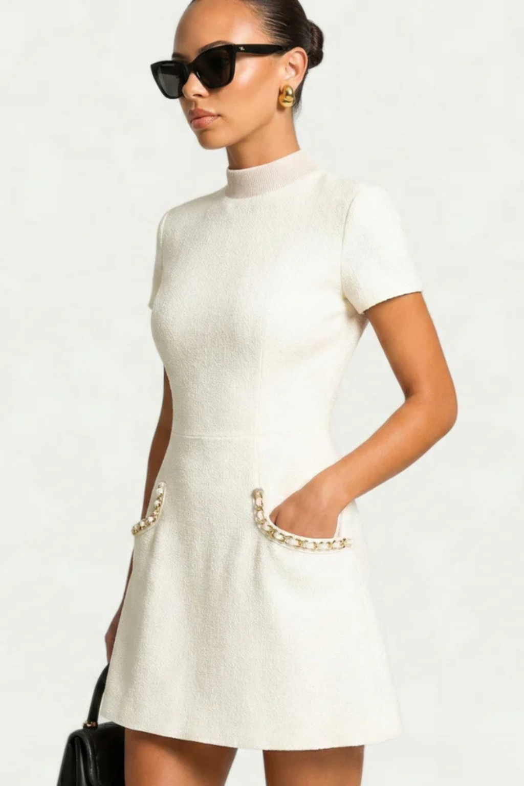 Felicity | Women’s A-line High Neck Short Sleeve Mini Dress