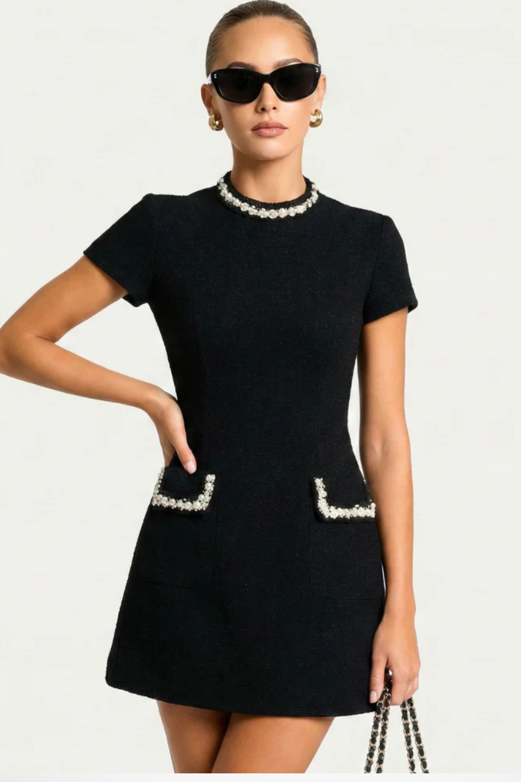 Felicity | Women’s A-line High Neck Short Sleeve Mini Dress
