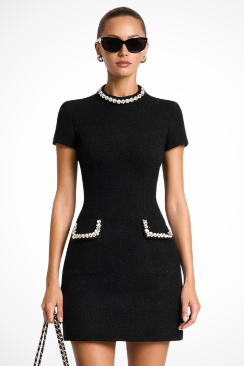 Felicity | Women’s A-line High Neck Short Sleeve Mini Dress
