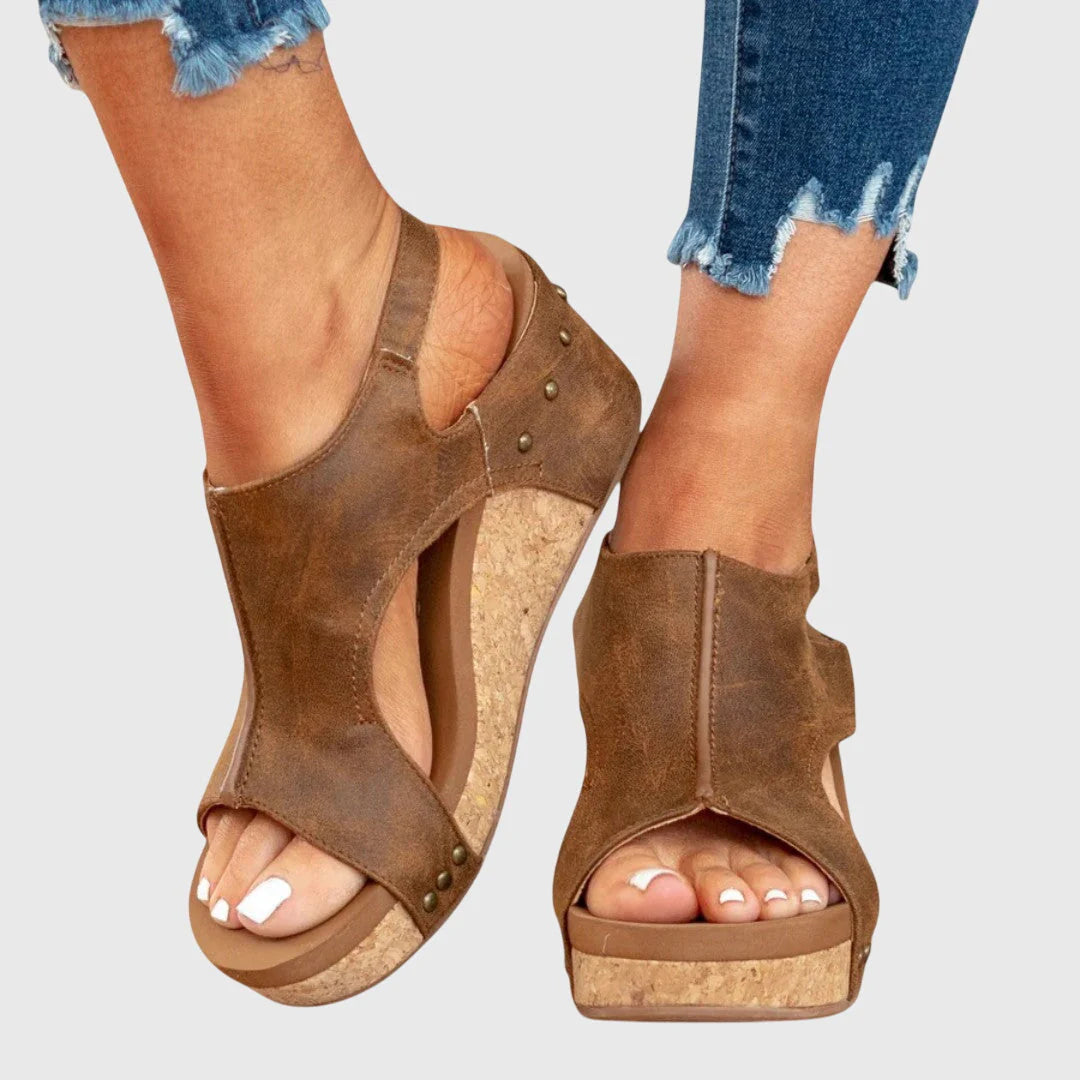 Felicity | Women’s High Sole Open Toe Wedge Sandals