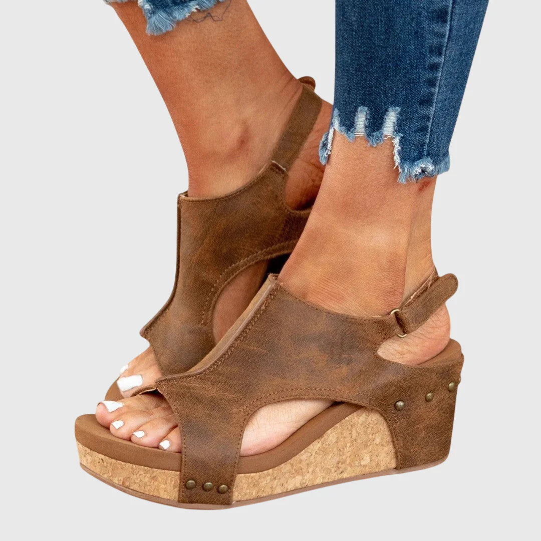 Felicity | Women’s High Sole Open Toe Wedge Sandals