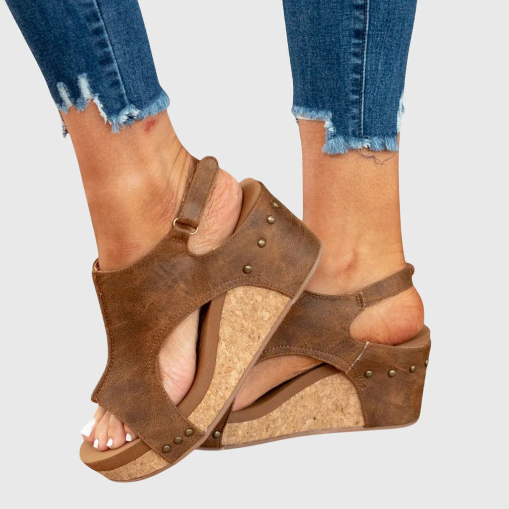 Felicity | Women’s High Sole Open Toe Wedge Sandals