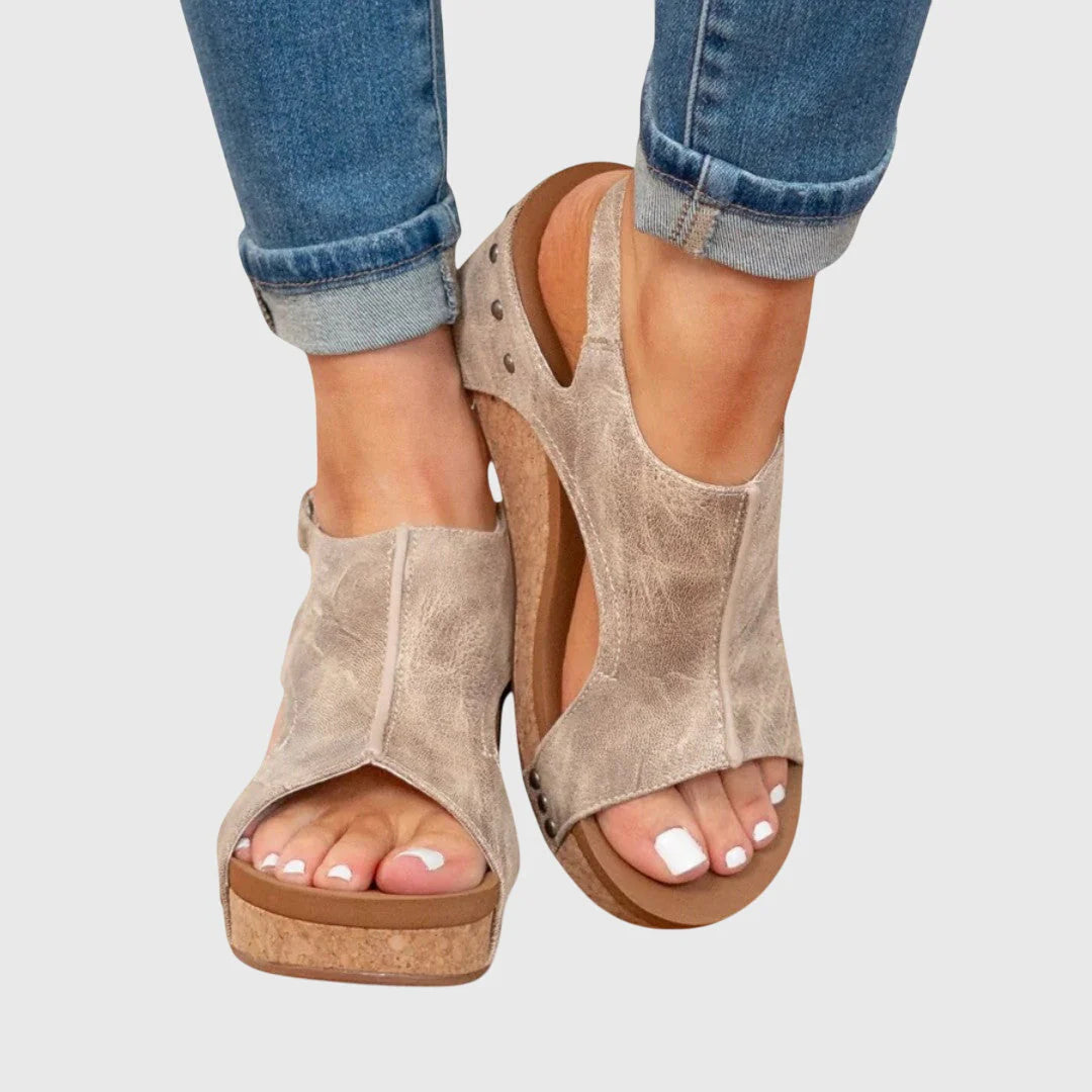 Felicity | Women’s High Sole Open Toe Wedge Sandals