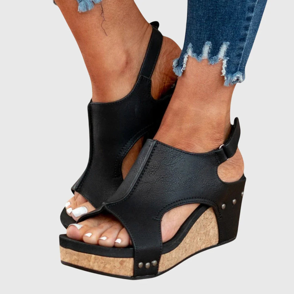 Felicity | Women’s High Sole Open Toe Wedge Sandals