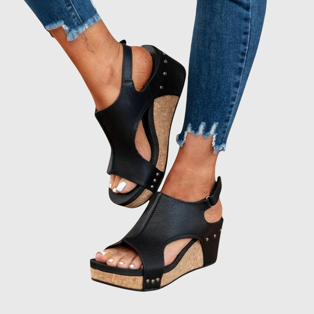 Felicity | Women’s High Sole Open Toe Wedge Sandals