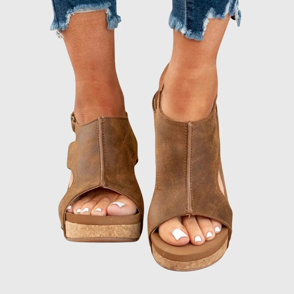 Felicity | Women’s High Sole Open Toe Wedge Sandals