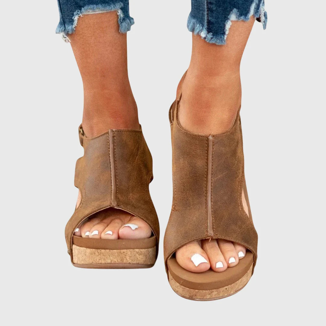 Felicity | Women’s High Sole Open Toe Wedge Sandals