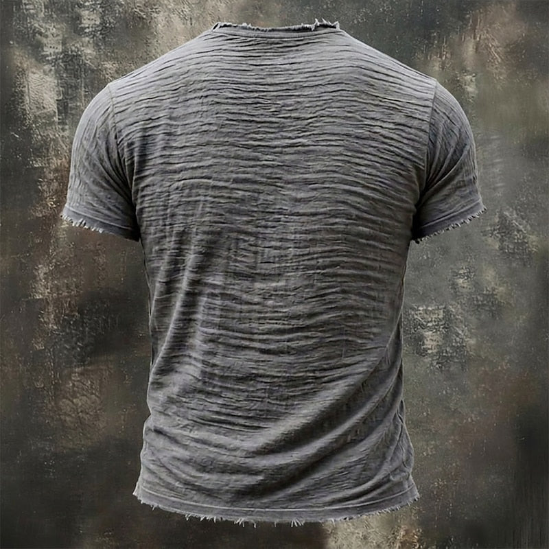 Ferguson | Men's Distressed Short Sleeve Collarless T-Shirt