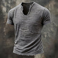 Ferguson | Men's Distressed Short Sleeve Collarless T-Shirt
