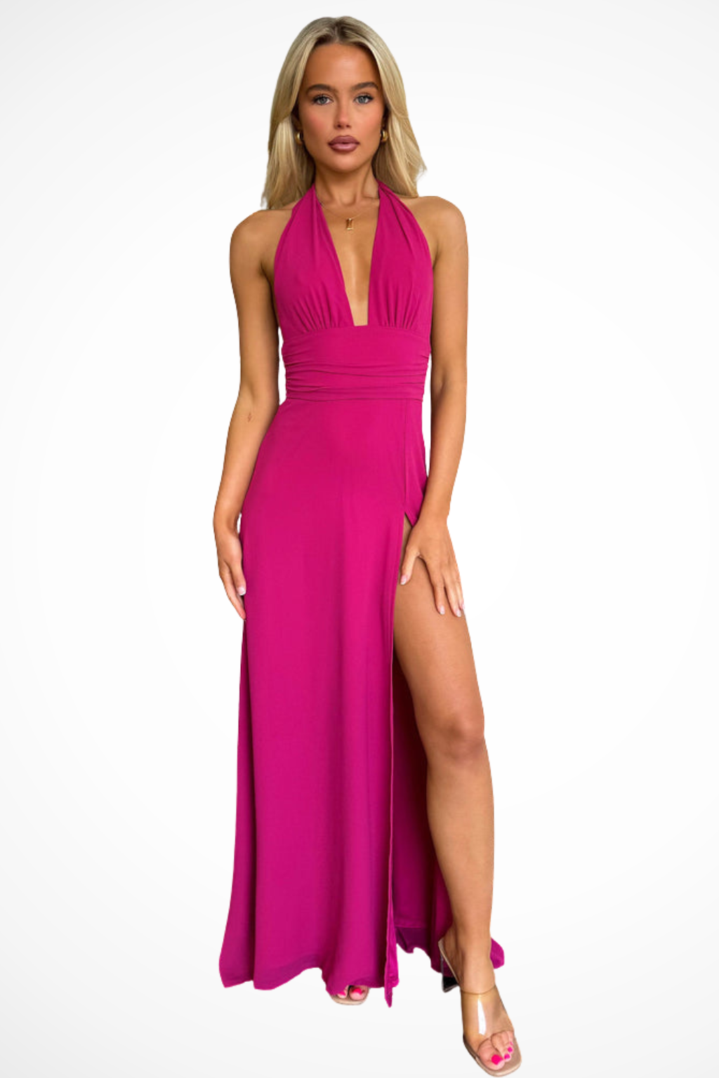 Fern | Women’s High Slit V Neck Sleeveless Maxi Dress