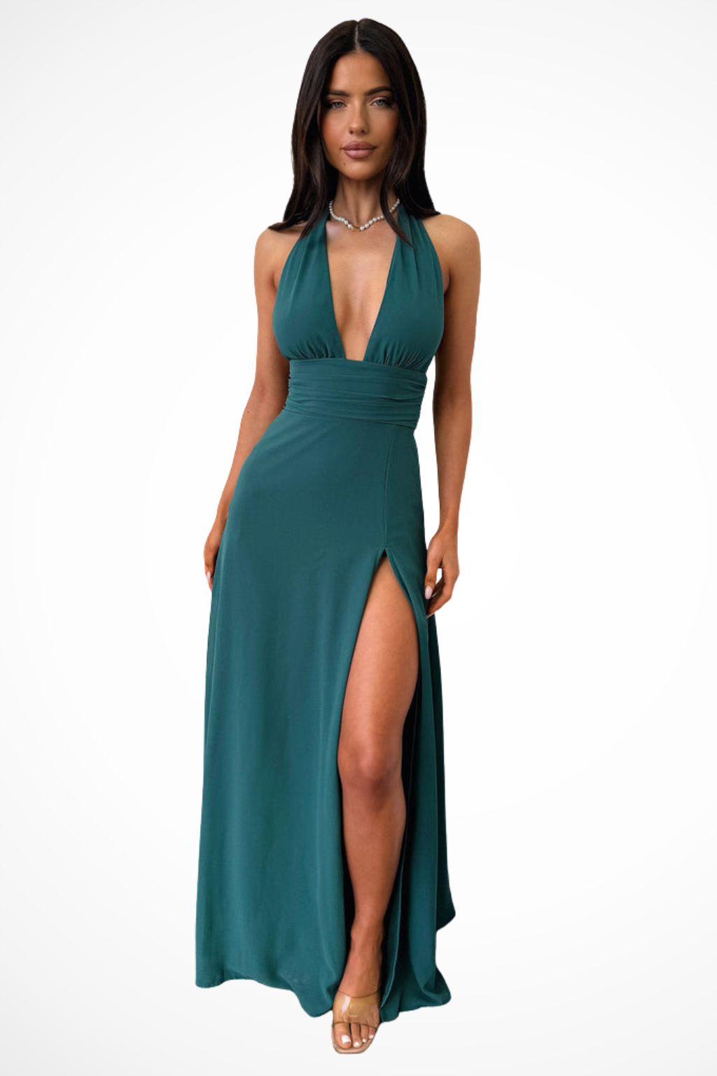 Fern | Women’s High Slit V Neck Sleeveless Maxi Dress