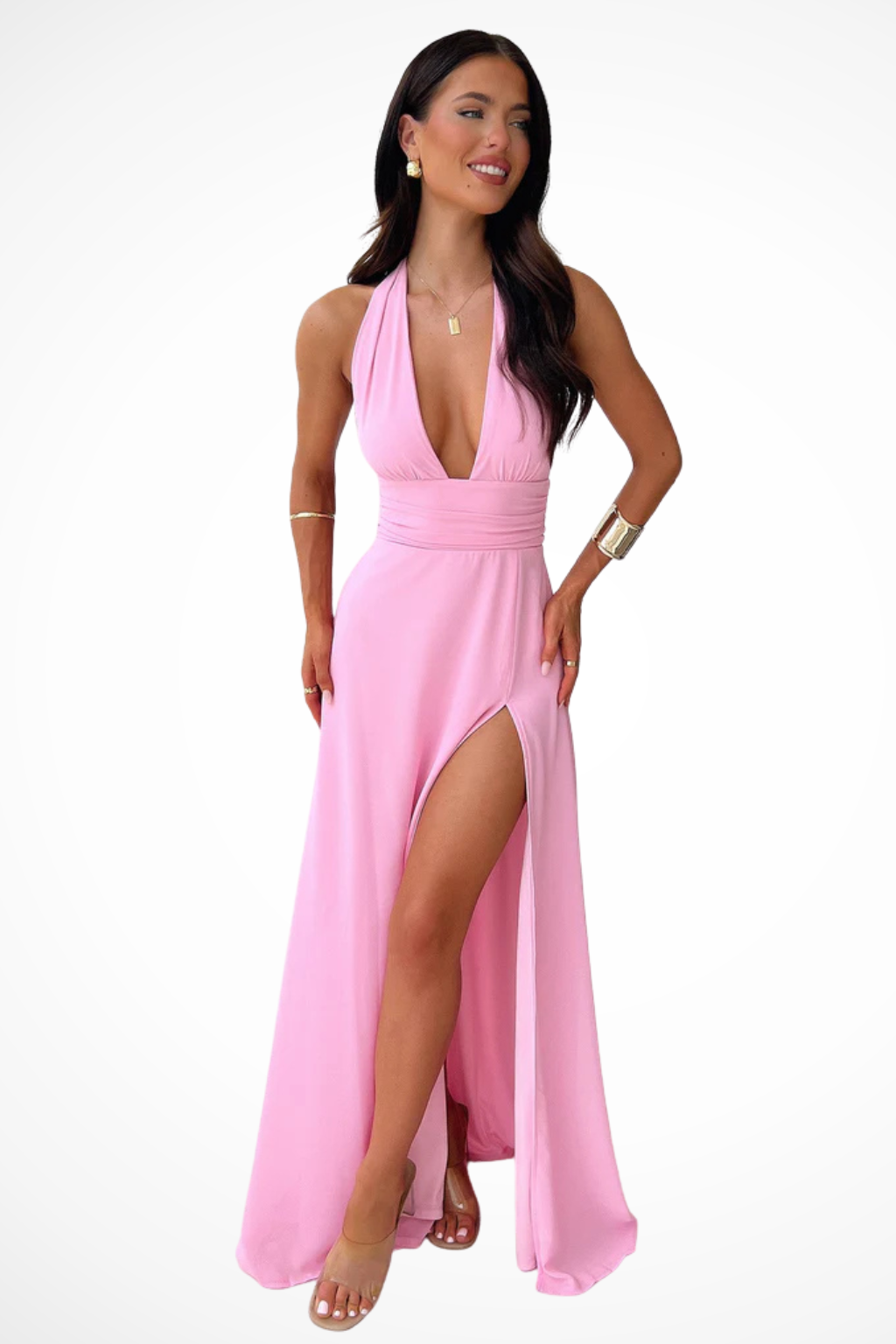 Fern | Women’s High Slit V Neck Sleeveless Maxi Dress