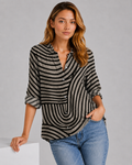 Frances | Women's V Neck Button Down Long Sleeve Shirt