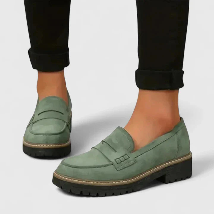 Francesca | Women's Round Toe Slip On Low Block Loafers