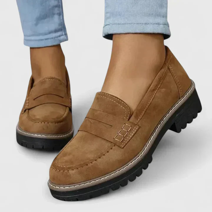 Francesca | Women's Round Toe Slip On Low Block Loafers