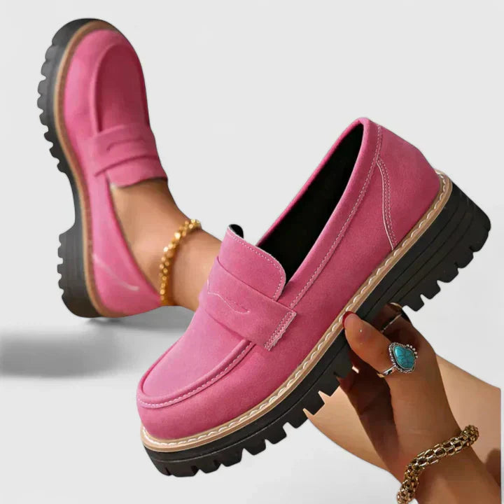 Francesca | Women's Round Toe Slip On Low Block Loafers