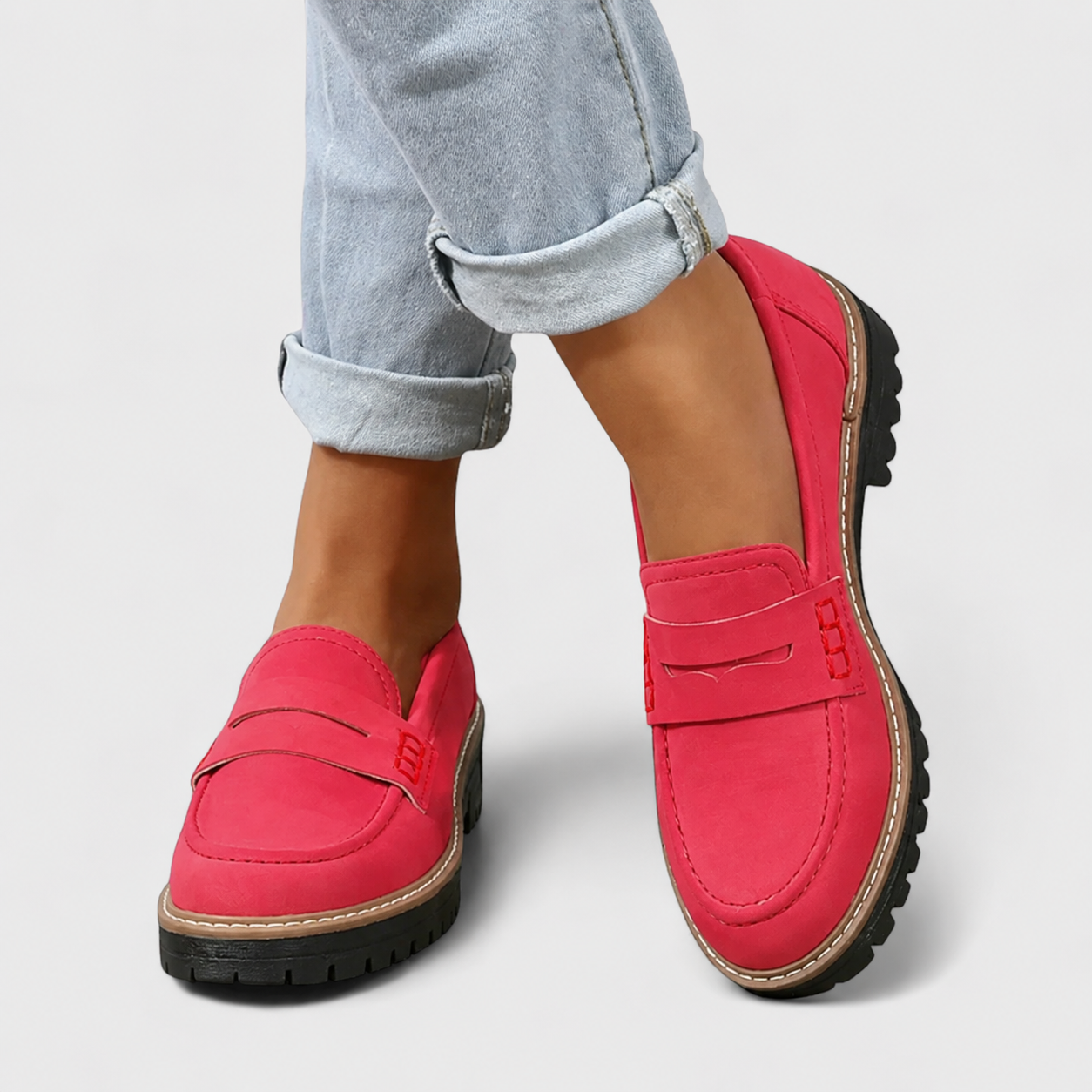 Francesca | Women's Round Toe Slip On Low Block Loafers