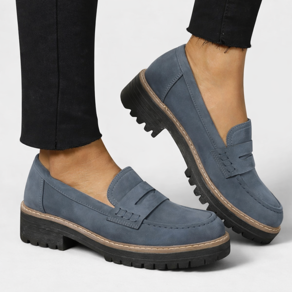 Francesca | Women's Round Toe Slip On Low Block Loafers