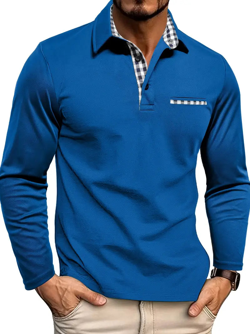 Francois | Men's Long Sleeve Pointed Collar Fitted Polo Shirt