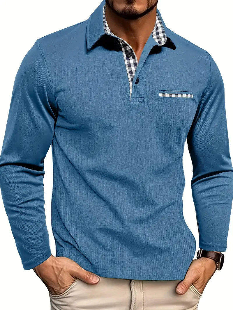 Francois | Men's Long Sleeve Pointed Collar Fitted Polo Shirt