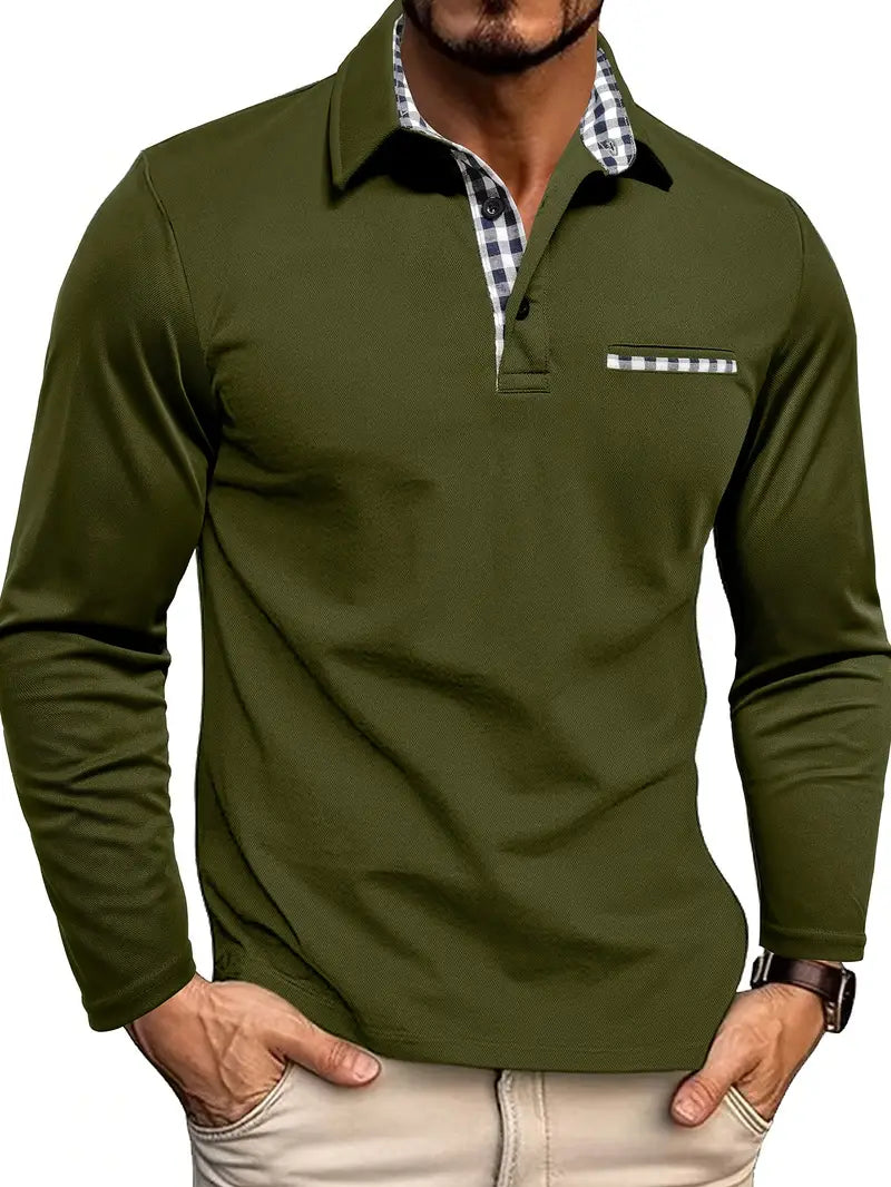 Francois | Men's Long Sleeve Pointed Collar Fitted Polo Shirt