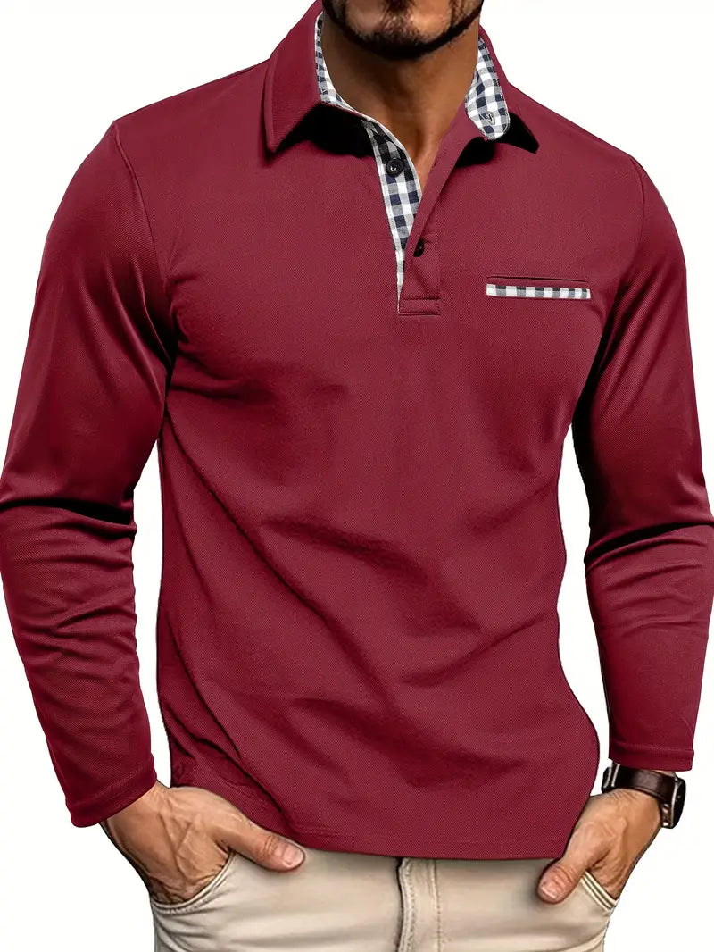Francois | Men's Long Sleeve Pointed Collar Fitted Polo Shirt