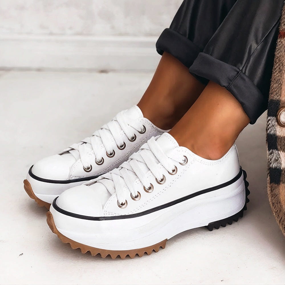 Freda | Women's Low Top Lace Up Round Toe Sneakers