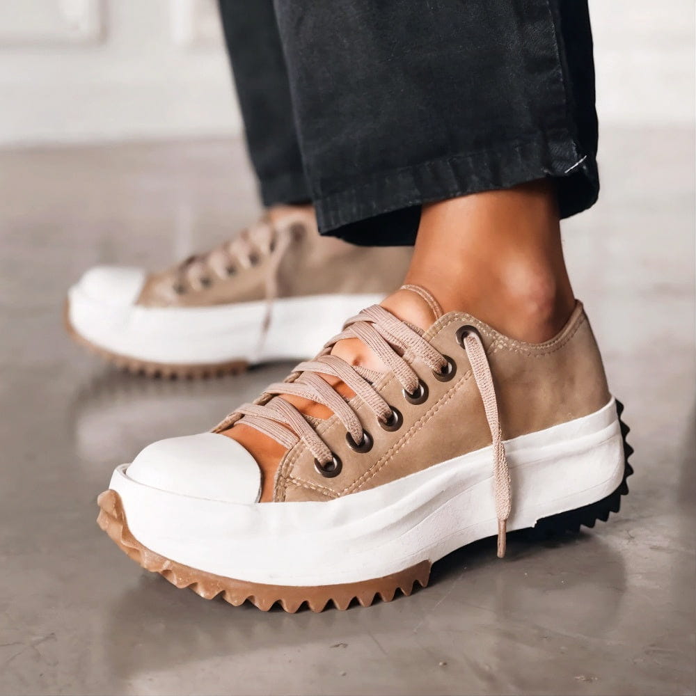 Freda | Women's Low Top Lace Up Round Toe Sneakers