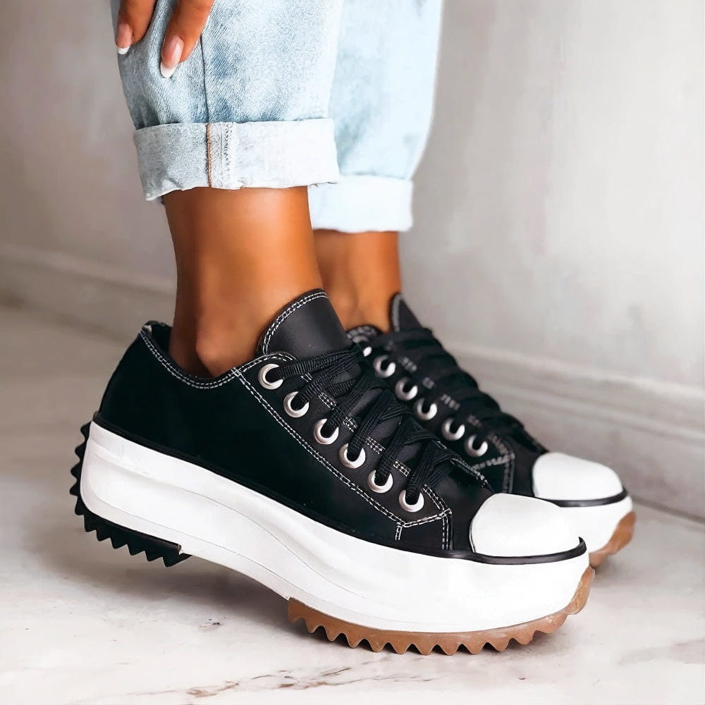 Freda | Women's Low Top Lace Up Round Toe Sneakers