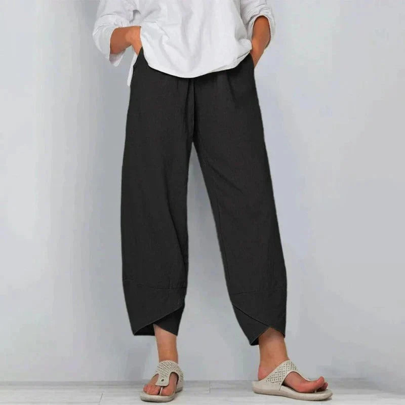 Freya | Women's High Waisted Tulip Hem Cropped Trousers