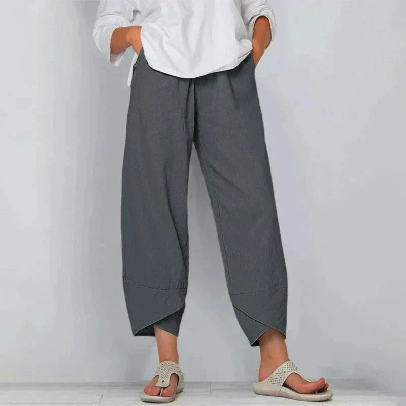 Freya | Women's High Waisted Tulip Hem Cropped Trousers