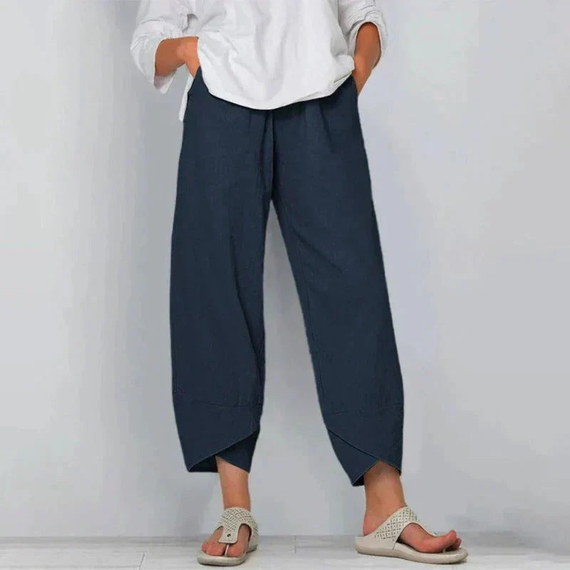 Freya | Women's High Waisted Tulip Hem Cropped Trousers