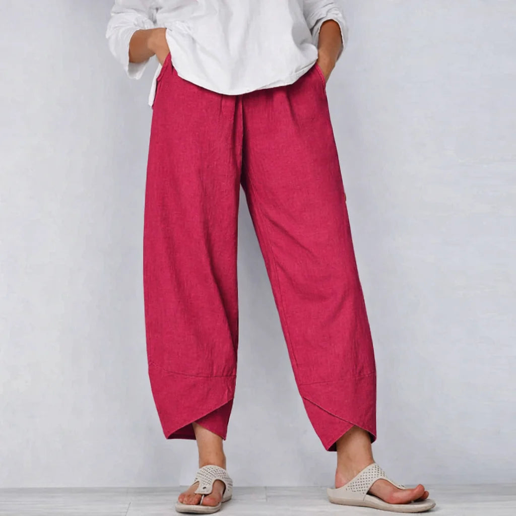 Freya | Women's High Waisted Tulip Hem Cropped Trousers