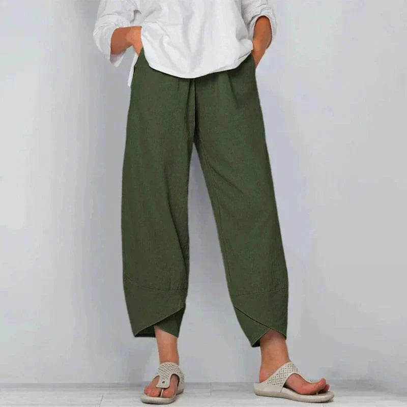 Freya | Women's High Waisted Tulip Hem Cropped Trousers