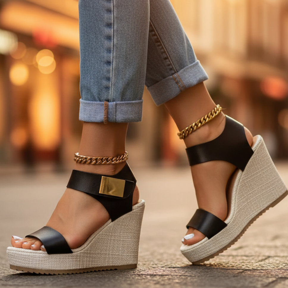 Gemma | Women's Slingback Ankle Strap Platform Wedge Sandals