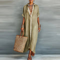 Giselle | Women's Short Sleeve Pointed Collar Shirt Midi Dress