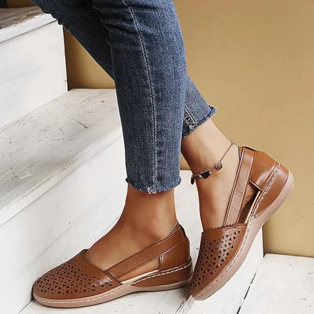 Grace | Women’s Round Toe Textured Slingback Wedge Sandals