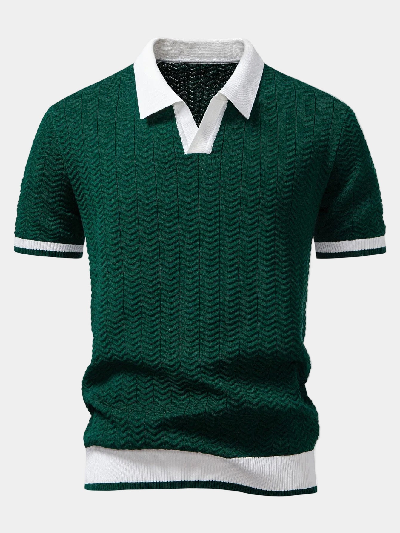 Griffin | Men's Textured Turn Down Collar Short Sleeve Polo Shirt