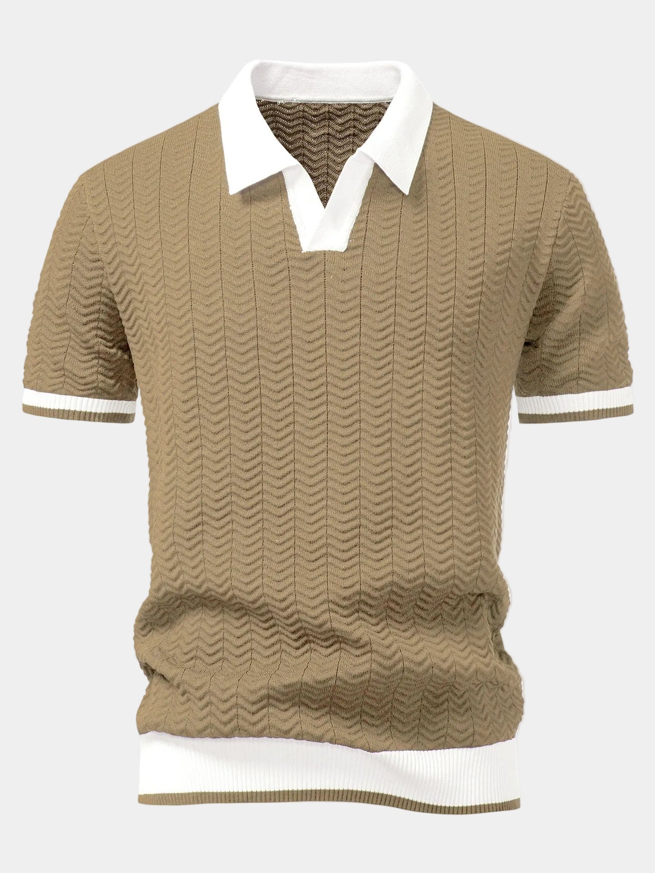 Griffin | Men's Textured Turn Down Collar Short Sleeve Polo Shirt