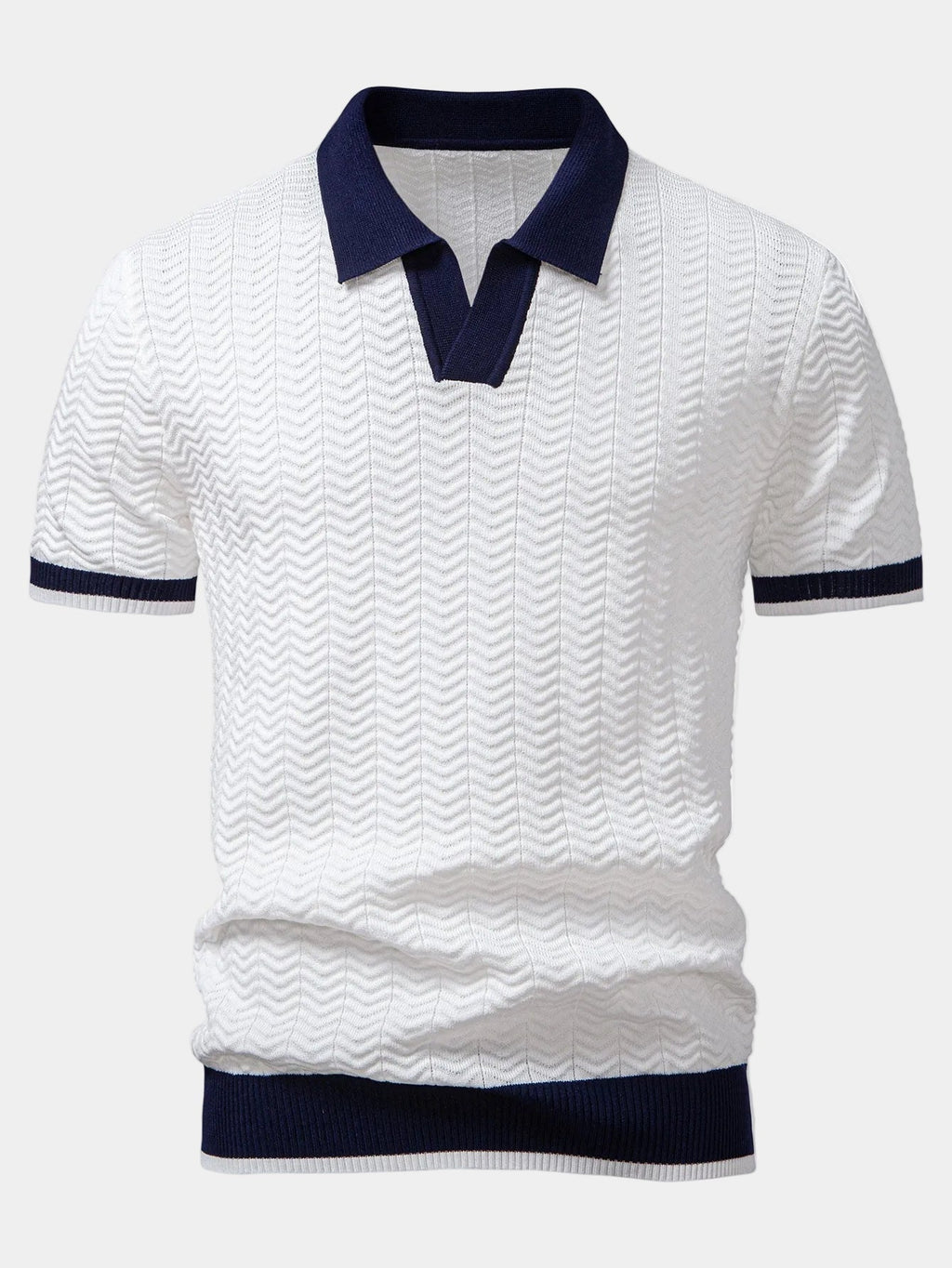 Griffin | Men's Textured Turn Down Collar Short Sleeve Polo Shirt