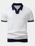Griffin | Men's Textured Turn Down Collar Short Sleeve Polo Shirt