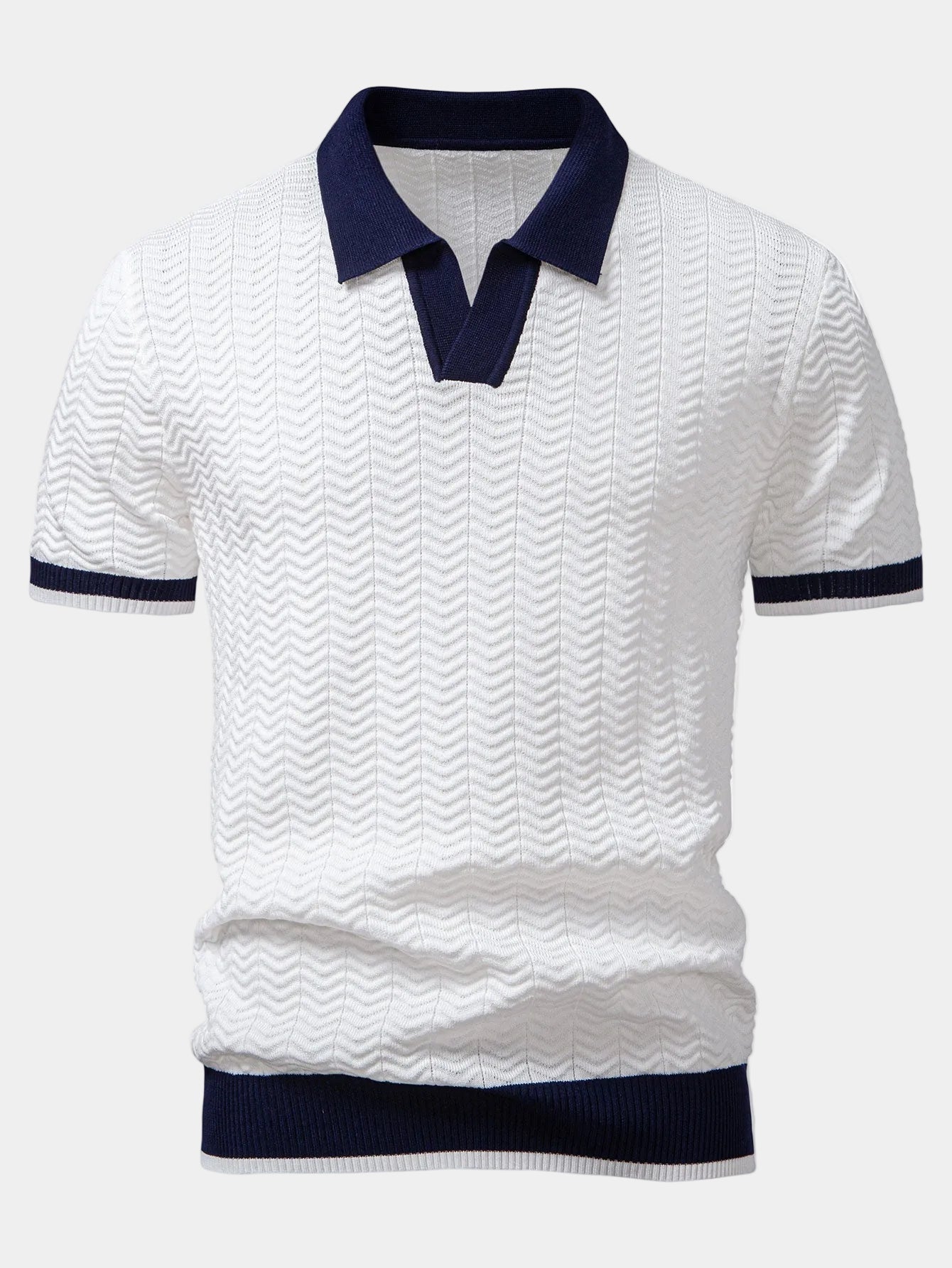 Griffin | Men's Textured Turn Down Collar Short Sleeve Polo Shirt
