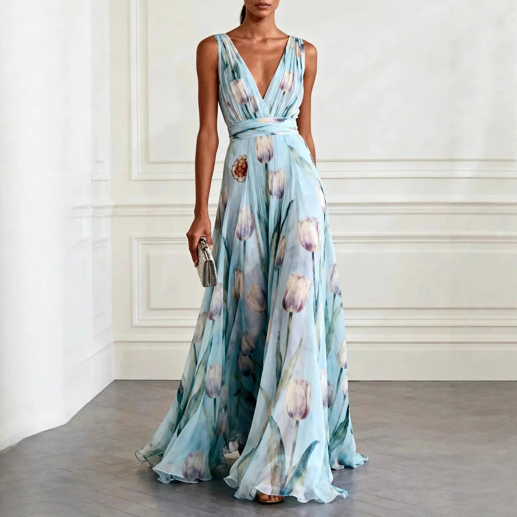 Gwendolyn | Women's Floral Sleeveless Flowy Wedding Guest Dress