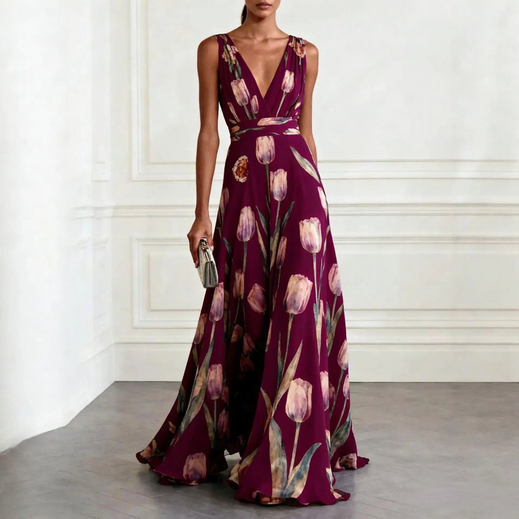 Gwendolyn | Women's Floral Sleeveless Flowy Wedding Guest Dress