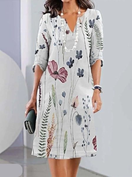 Hailey | Women’s A Line Floral Print V Neck Wedding Guest Dress