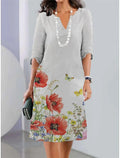Hailey | Women’s A Line Floral Print V Neck Wedding Guest Dress