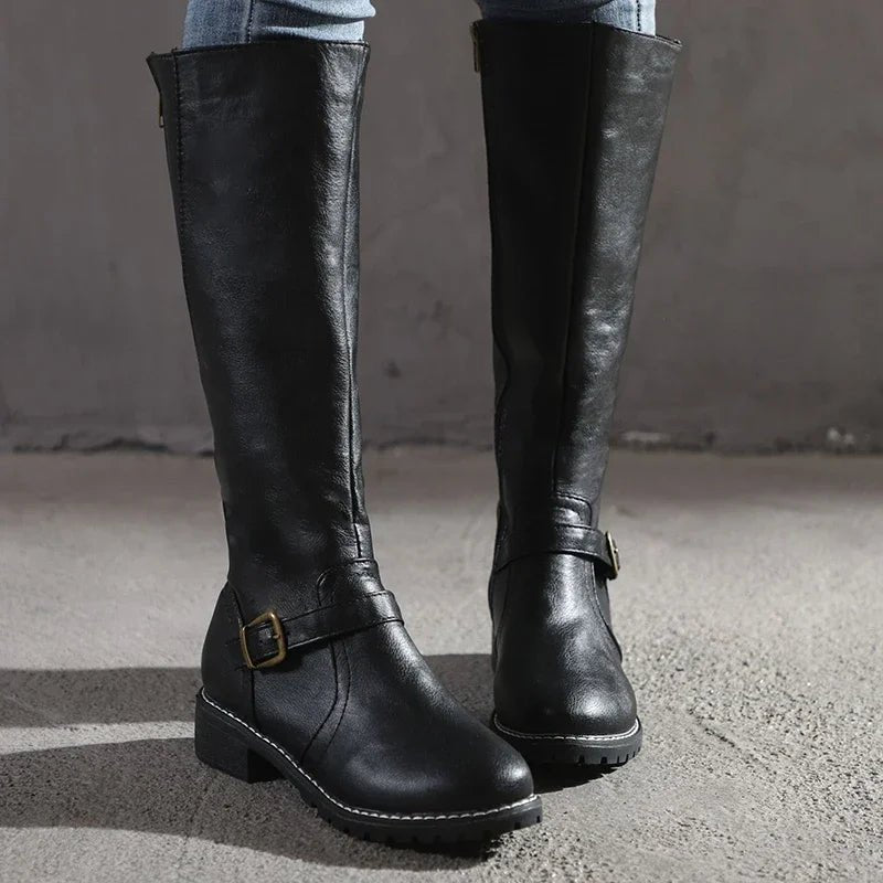 Keely | Women's Block Heel Side Zip Knee High Boots