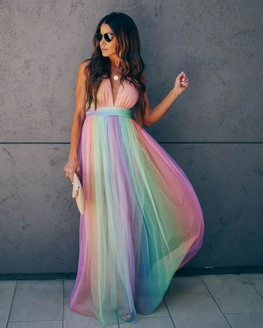 Honor | Women's Colorful Sleeveless Flowy Wedding Guest Dress