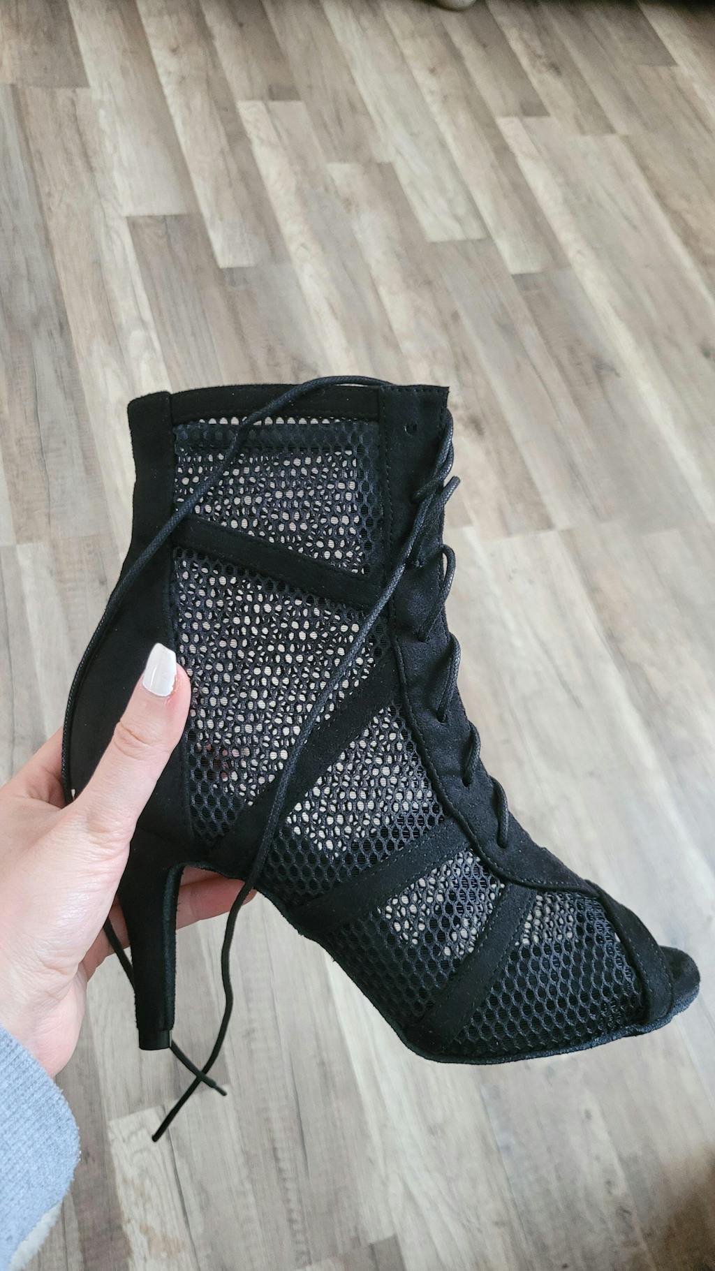 Ingrid | Women's Open Toe Mesh Cutout High Lace Up Dance Heels