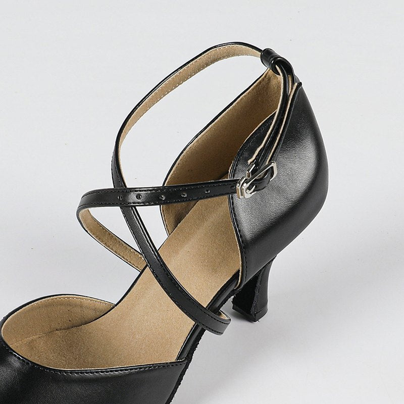 Jade | Women's Strappy Pointed Toe Black Dance Heels